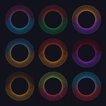 Vector Set of Round Line Banners or Labels Stock Illustration