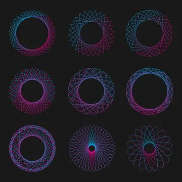 Vector Set of Round Line Banners or Labels Stock Illustration