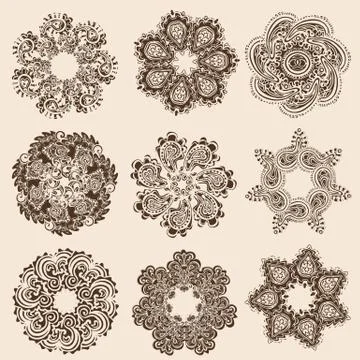 Vector set of round pattern Illustrazione stock