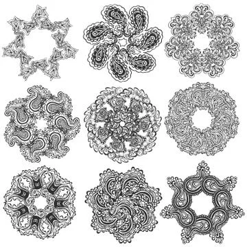 Vector set of round pattern Illustrazione stock