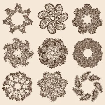 Vector set of round pattern Stock Illustration