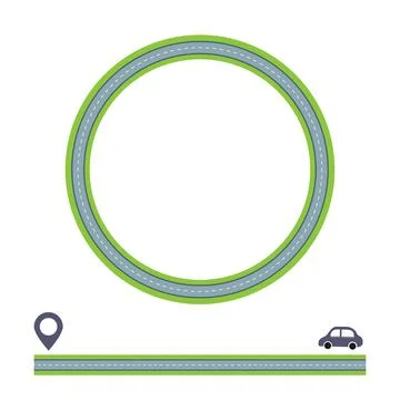 Vector set with round road and straight Stock Illustration
