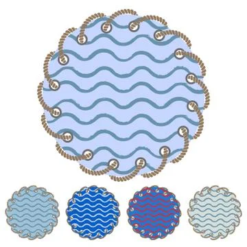 Vector set of round stickers and labels with the through holes in a flat style Stock Illustration
