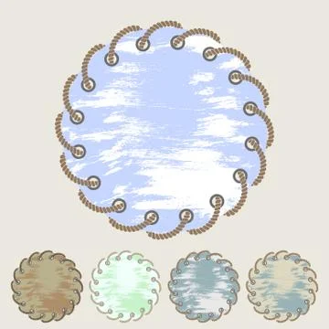 Vector set of round stickers and labels with the effect of rubbing Stock Illustration
