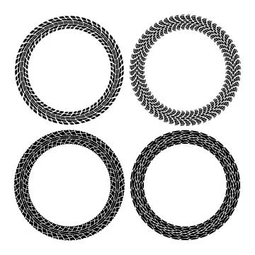 Vector set of round tire tracks Stock Illustration