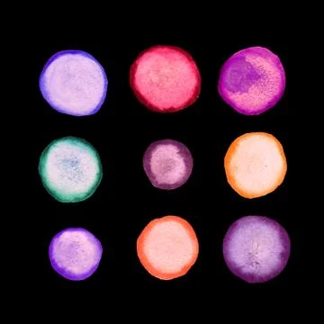 Vector set of round watercolor stains. watercolor circles background isolated Stock Illustration