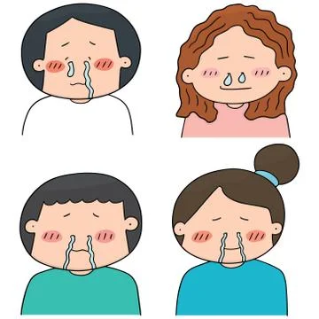 Vector set of runny nose people Stock Illustration