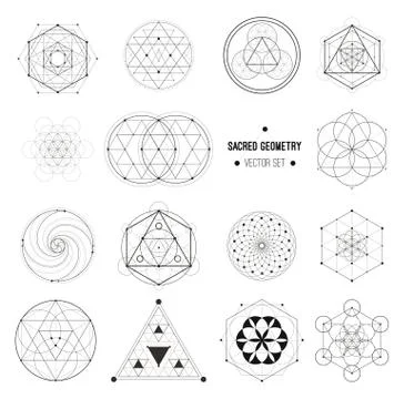 Vector set of sacred geometry symbols Stock Illustration