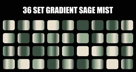 A vector set of sage mist gradients featuring smooth color transitions and Stock Illustration