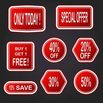 Vector set of sale design elements isolated on black  background. Vector illu Stock Illustration