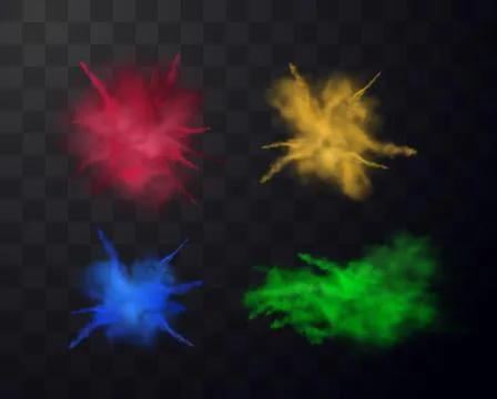 Vector set of sand in red, blue, yellow and green colors on a transparent Stock Illustration