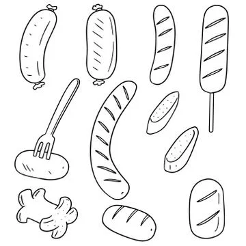 Vector set of sausages Stock Illustration