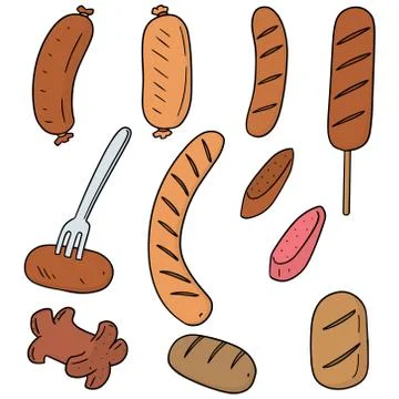 Vector set of sausages Stock Illustration