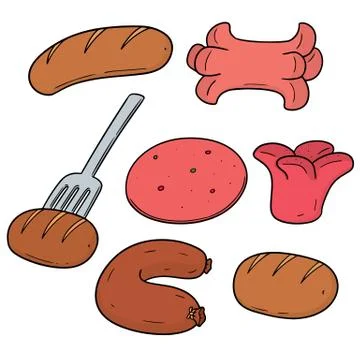 Vector set of sausages Stock Illustration