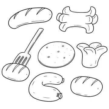Vector set of sausages Stock Illustration