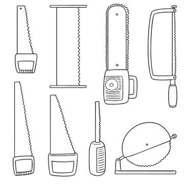 Vector set of saw Illustrazione stock