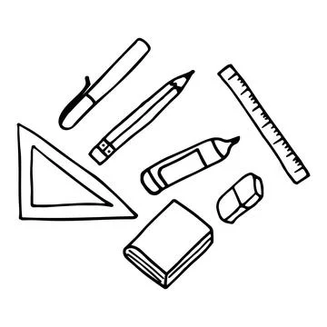 Vector set of school supplies in doodle style Stock Illustration