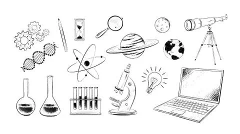 Vector set of science illustrations Stock Illustration