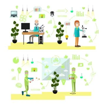 Vector set of science people symbols, icons in flat style Illustrazione stock