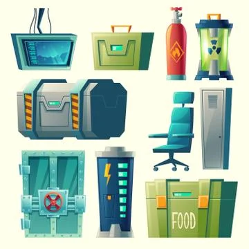 Vector set for scientific laboratory, game elements Illustrazione stock