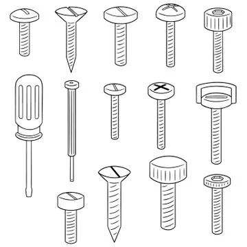 Vector set of screw and screwdriver Stock Illustration