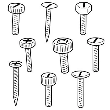 Vector set of screw Stock Illustration