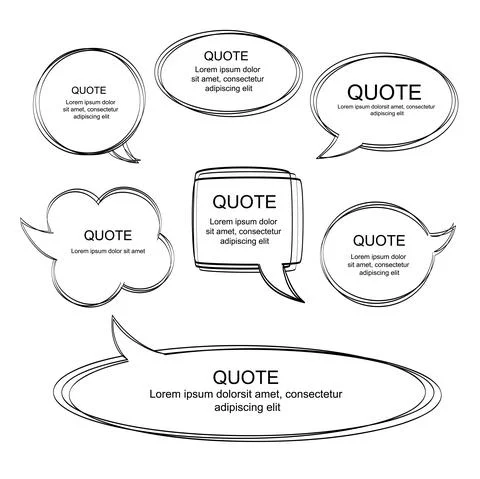Vector set of scribbled comic speech bubbles Stock Illustration