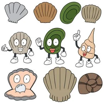 Vector set of sea shell Stock Illustration