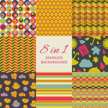 Vector set of seamles backgrounds Stock Illustration