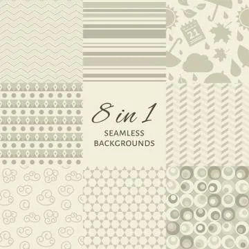 Vector set of seamles backgrounds Stock Illustration