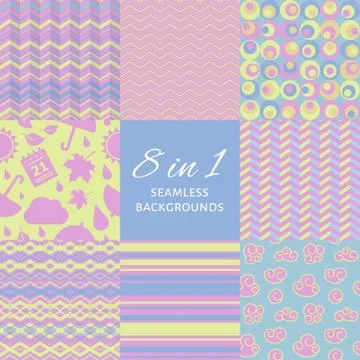 Vector set of seamles backgrounds Stock Illustration