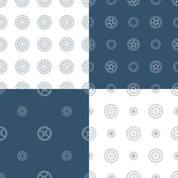 Vector set of seamless gear patterns. Stock Illustration