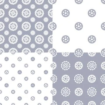 Vector set of seamless gear patterns. Stock Illustration