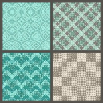 Vector set of seamless geometric patterns. Stock Illustration