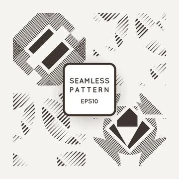 Vector set of seamless geometric patterns of lines in the style of engraving Stock Illustration