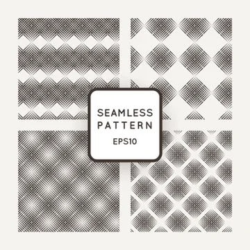 Vector set of seamless geometric patterns of mesh plates Stock Illustration