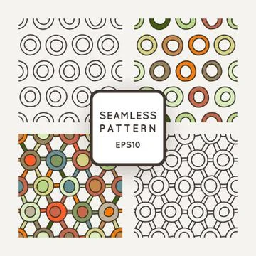 Vector set of seamless geometric patterns of crooked rings Illustrazione stock