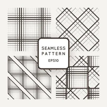 Vector set of seamless geometric patterns of lines and points Stock Illustration