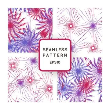 Vector set of seamless geometric patterns of stylized dandelions Illustrazione stock