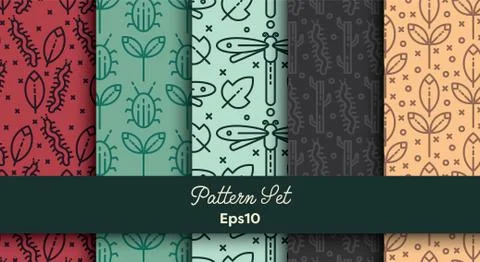 Vector set of seamless natural patterns Stock Illustration