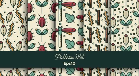 Vector set of seamless natural patterns Stock Illustration