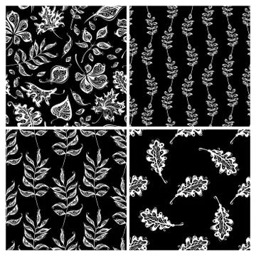 Vector set of seamless nature patterns. Stock Illustration