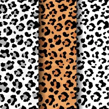 Vector set of seamless pattern of wild leopard skin print. Stock Illustration