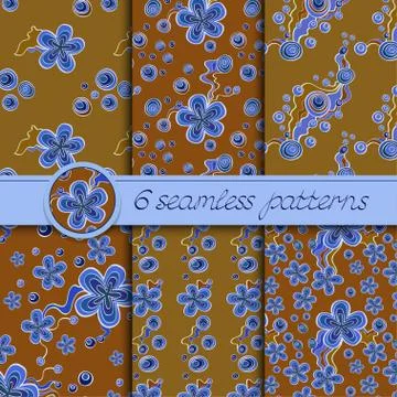 Vector set of seamless patterns with floral elements Stock Illustration