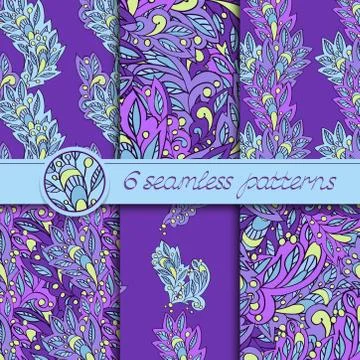 Vector set of seamless patterns with floral elements イラスト素材