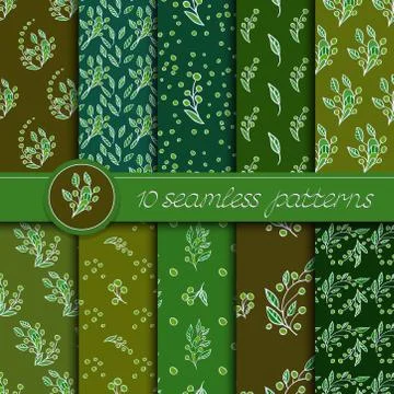 Vector set of seamless patterns with floral elements Stock Illustration