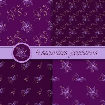 Vector set of seamless patterns with floral elements. Stock Illustration