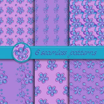 Vector set of seamless patterns with floral elements Stock Illustration