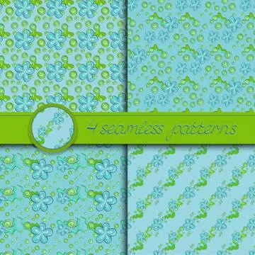 Vector set of seamless patterns with floral elements Stock Illustration