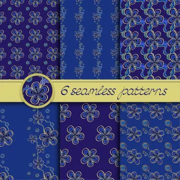 Vector set of seamless patterns with floral elements Stock Illustration